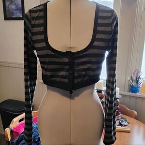 SHEIN Black and Gray Striped Crop Top